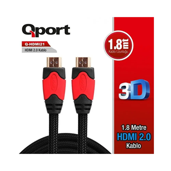 Qport Q Hdmi 21 1.8 m Ver 2.0 Altin Uçlu 3d 4k Kablo