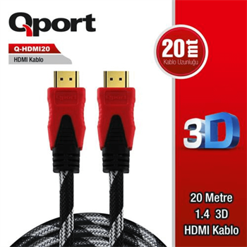 Qport Q-HDMI20 20m Hdmi Kablo 1.4V 3D / Altın Uçlu