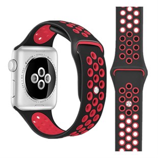 Wiwu Apple Watch 42-44mm Uyumlu Siyah/Kırmızı Spor Silikon Kordon